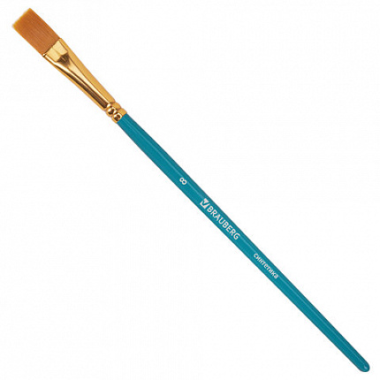 Кисти синтетика BRAUBERG, НАБОР 10 шт., синие (Круглые; Овальные; Плоские; Лайнеры), 201030