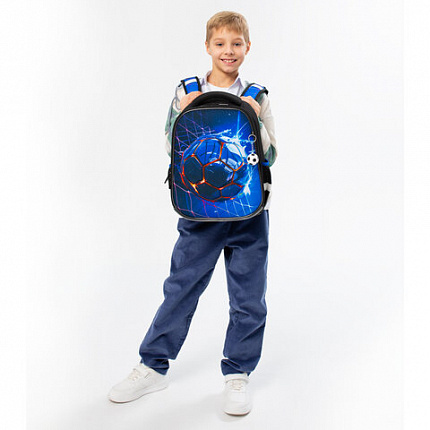 Ранец BRAUBERG PREMIUM, 2 отделения, с брелоком, "Score goal", 3D-панель, 38х29х16 см, 273102