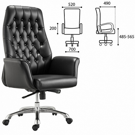Кресло офисное BRABIX PREMIUM "Legacy EX-750", синхромеханизм, алюминий, экокожа, черное, 532492