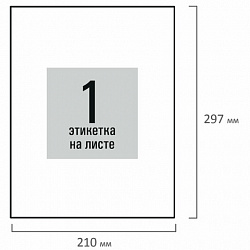Этикетка самоклеящаяся 210х297 мм, 1 этикетка, белая, 80 г/м2, 100 листов, STAFF BASIC, 115668