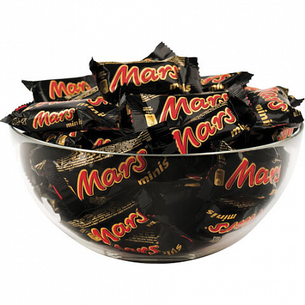 Батончики мини MARS "Minis" шоколадные с нугой и карамелью в молочном шоколаде, 1 кг, 56730