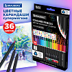 Карандаши цветные чёрное дерево BRAUBERG BLACK WOOD, 36 цветов, мягкий грифель 3 мм, 182042