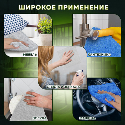 Тряпка из микрофибры 50х60 см, АВТО / ДОМ / ОФИС, КОМПЛЕКТ 2 шт., "ULTRASONIC BI-COLOUR", синий/серый, 220 г/м2, LAIMA HOME, 608219