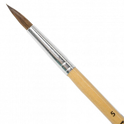 Кисть ПИФАГОР, ПОНИ, круглая, № 5, деревянная лакированная ручка, с колпачком, 200834