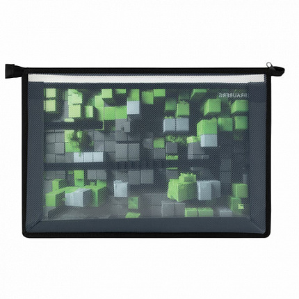 Папка для труда BRAUBERG А4, 2 отделения, пластик, молния сверху, органайзер, "Module blocks", 273400