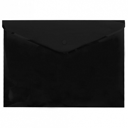 Папка-конверт с кнопкой прозрачная А4 BRAUBERG UNIVERSAL, до 100 листов, черная, 0,15 мм, 273072