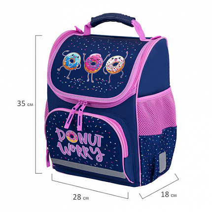 Ранец ПИФАГОР BASIC, 1 отделение, 3 кармана, эргономичная спинка, "Comic donuts", 35х28х18 см, 273137