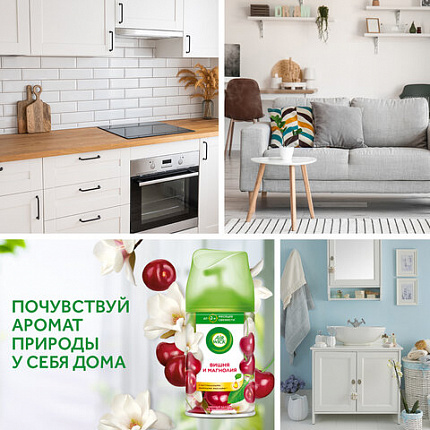 Сменный баллон 250 мл, AIRWICK "Магнолия и вишня", для автоматических освежителей, универсальный, 224396