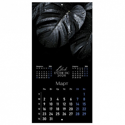 Календарь настенный перекидной 2026г, BRAUBERG, 12 листов, 28,5х28,5см, Black esthetic, 116927