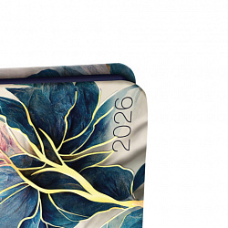 Еженедельник датированный 2026 МАЛЫЙ ФОРМАТ 95х155 мм, А6, BRAUBERG "Vista", под кожу, "Цветы", 117204