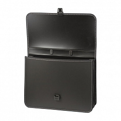 Папка-портфель пластиковая BRAUBERG "КОНСУЛ" А4 (370х280х120 мм), 2 отделения, фактура "бисер", черная, 223079