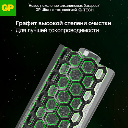 Батарейки КОМПЛЕКТ 8 шт., GP Ultra Plus G-Tech, AA (LR6), алкалиновые, пальчиковые, 15AUPA21-2CRB8