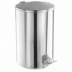 Ведро мусорное с педалью 10 литров, УСИЛЕННОЕ, кольцо под мешок, хром, нержавеющая сталь, ТИТАН