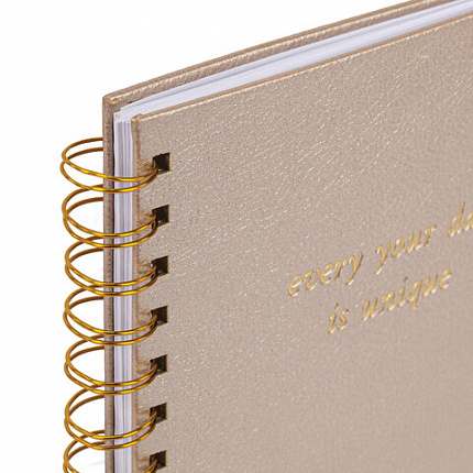 Бизнес-тетрадь на гребне А5 148х216 мм, BRAUBERG "Calipso" под кожу, резинка, клетка, 80 л., бежевый, 116254