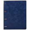 Тетрадь на кольцах БОЛЬШАЯ А4 (240х310 мм), 120 листов, под кожу, клетка, BRAUBERG "Main", синий, 404510
