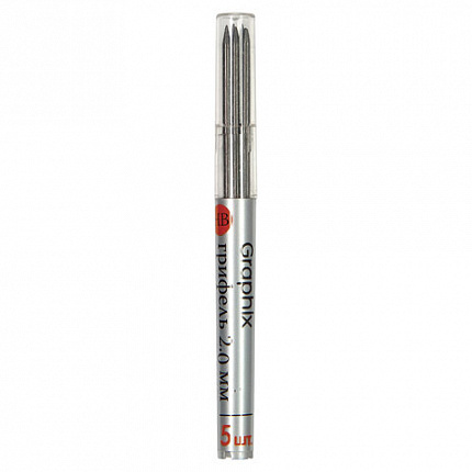 Грифели для карандаша цангового 2 мм, BRUNO VISCONTI Graphix, КОМПЛЕКТ 5 штук, HB, 21-0043