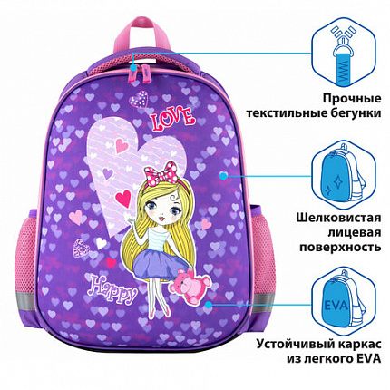 Ранец ПИФАГОР EVA BASIC, 1 отделение, "Fancy girl", 39х30х16 см, 270690