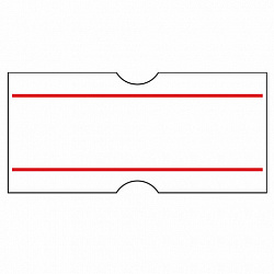 Этикет-лента 21х12 мм, прямоугольная, белая с красной полосой, комплект 5 рулонов по 600 шт., BRAUBERG, 123568