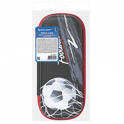 Пенал BRAUBERG, 1 отделение, 1 откидная планка, EVA 3D, 22х10х5 см, "Goal", 270701