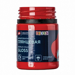 Краска акриловая глянцевая "Декола", банка 50 мл, красная, Невская Палитра, 2928331