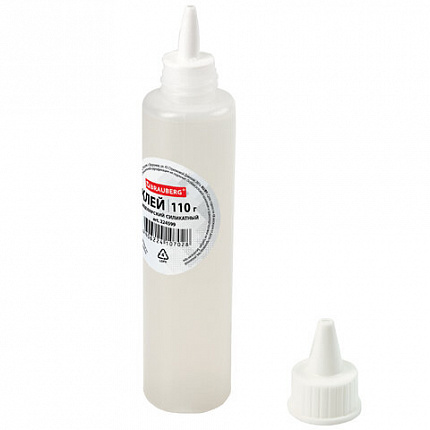 Клей канцелярский силикатный BRAUBERG "Classic" (для бумаги, картона) 110 г, 224599