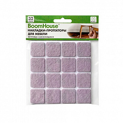 Накладки-протекторы для мебели ФЕТР самоклеящиеся, 25х25мм, бежевые, КОМПЛЕКТ 32 шт, BoomHouse, 701822