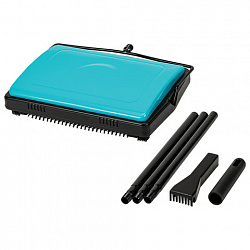 Щетка-веник-пылесос механическая, металлическая, плотная щетина на роликах, чёрно-бирюзовый, разборный, колорбокс, DASWERK, 608948