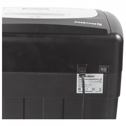 Уничтожитель (шредер) BRAUBERG S18-S, БЕСШУМНЫЙ, 2 уровень секретности, полоски 6 мм, 18 листов, корзина 28 литров, 530961