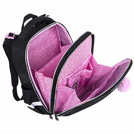 Ранец BRAUBERG LUMINOUS, 2 отделения, с брелком, "Diamonds", СВЕТЯЩИЙСЯ РИСУНОК, 38х29х16 см, 272070