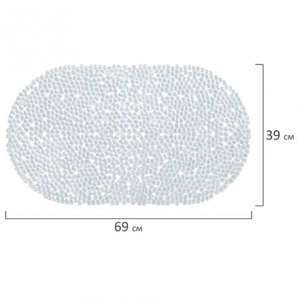 Коврик для ванны противоскользящий 69х39 см, "Капли", овальный, прозрачный, ПВХ, PRIMILA (ПРИМИЛА), 700375