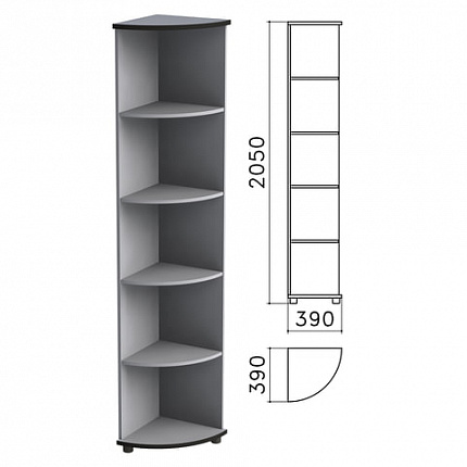 Шкаф (стеллаж) угловой "Монолит", 390х390х2050 мм, 4 полки, цвет серый, УМ46.11