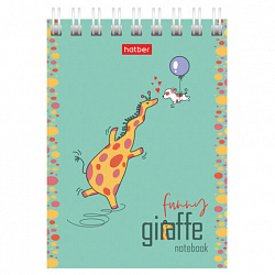 Блокнот МАЛЫЙ ФОРМАТ А7, 60 л., гребень, картон, клетка, HATBER, "Веселый жираф", 081165, 60Б7В1гр