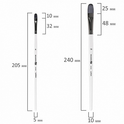 Кисти художественные набор 10 шт, синтетика в ПВХ пенале, № 1-10, BRAUBERG ART DEBUT,