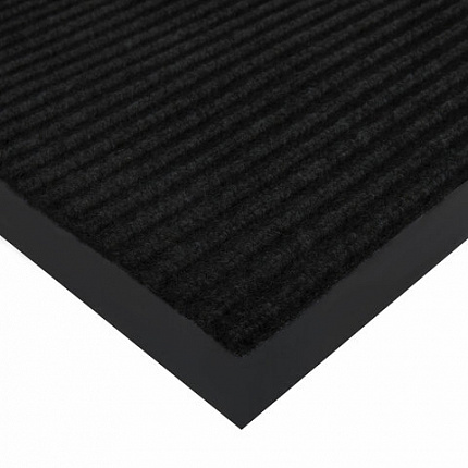 Коврик придверный 80х120 см, ЧЕРНЫЙ, влаго-грязезащитный, 430 г/м2, ребристый, ЛЮБАША СТАНДАРТ, 701036