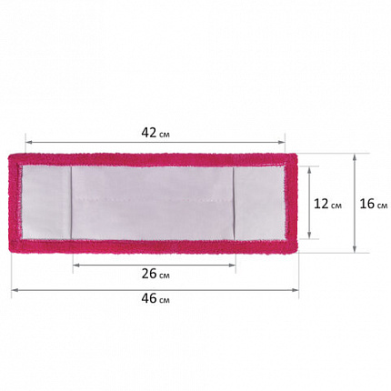 Насадка МОП плоская КОМПЛЕКТ 4 шт., УНИВЕРСАЛЬНАЯ для швабр 38-42 см (ТИП К), микрофибра, LAIMA, 607459