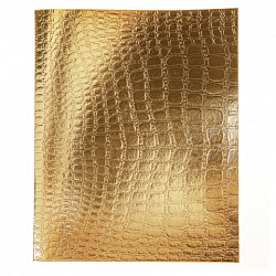 Тетрадь бумвинил А5 48 л., скоба, офсет №1, клетка, с полями, "ЗОЛОТО Metallic", CROCO, HATBER, 065833, 48Т5бвВ1