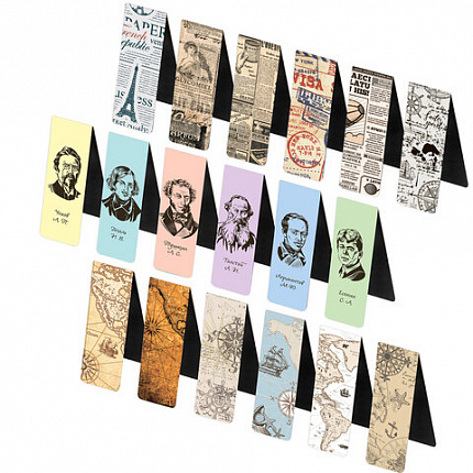 Закладки для книг МАГНИТНЫЕ, "MIX 2", набор 30 шт., 60x20 мм, BRAUBERG, 113178