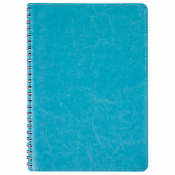 Бизнес-тетрадь на гребне А5 148x218 мм, BRAUBERG "Office PRO", под кожу, клетка, 80 л., бирюзовая, 111043