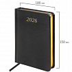 Ежедневник датированный 2026, МАЛЫЙ ФОРМАТ 100х150 мм, А6, BRAUBERG "Iguana", под кожу, черный, 117252