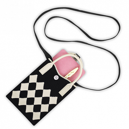 Сумочка-органайзер повседневная HEIKKI KNIT (ХЕЙКИ) кросс боди, вязаная, 17х12х5 см, "Black&White", 273793