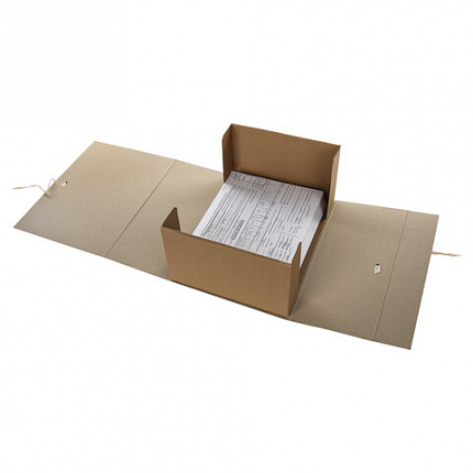 Короб архивный STAFF, А4 (240х330 мм), 150 мм, 2 завязки, переплетный картон, до 1400 листов, 111957