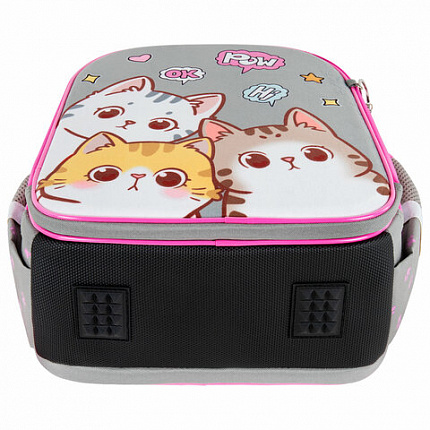 Ранец BRAUBERG QUADRO, 3 отделения, с брелком, Hi there, велюровая панель, 37х28х18 см, 273105