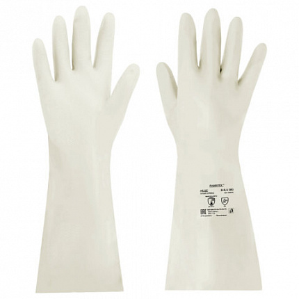 Перчатки нитриловые КЩС, EXTRA STRONG, химически устойчивые, белые, размер 8-8,5, M (средний), RABBITEX (РАББИТЕКС), 700915