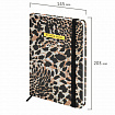 Ежедневник недатированный с резинкой А5 145х203 мм, BRAUBERG, твердый, фольга, 128 л., "Leopard", 116291