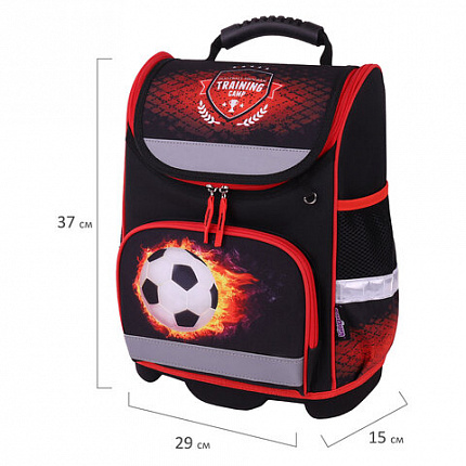 Ранец ЮНЛАНДИЯ WISE, 1 отделение, 3 кармана, устойчивое дно, "Football camp", 37x29х15 см, 271400