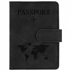 Обложка для паспорта и документов с защитой от считывания, 9 карманов, магнит, экокожа, черная, BRAUBERG, 238757
