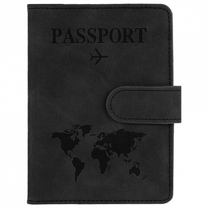 Обложка для паспорта и документов с защитой от считывания, 9 карманов, магнит, экокожа, черная, BRAUBERG, 238757