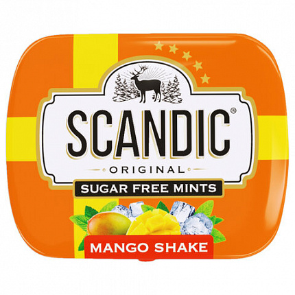 Драже освежающие SCANDIC без сахара со вкусом "Манго", 14 г, 4603766426075