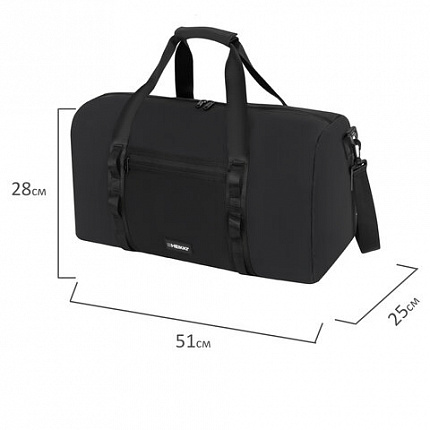 Сумка спортивная HEIKKI WORKOUT (ХЕЙКИ), карман на молнии, черная, 28x51x25 см, 273916