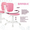 Кресло детское BRABIX "Joy MG-204W", без подлокотников, пластик белый, ткань TW, розовое, 533011
